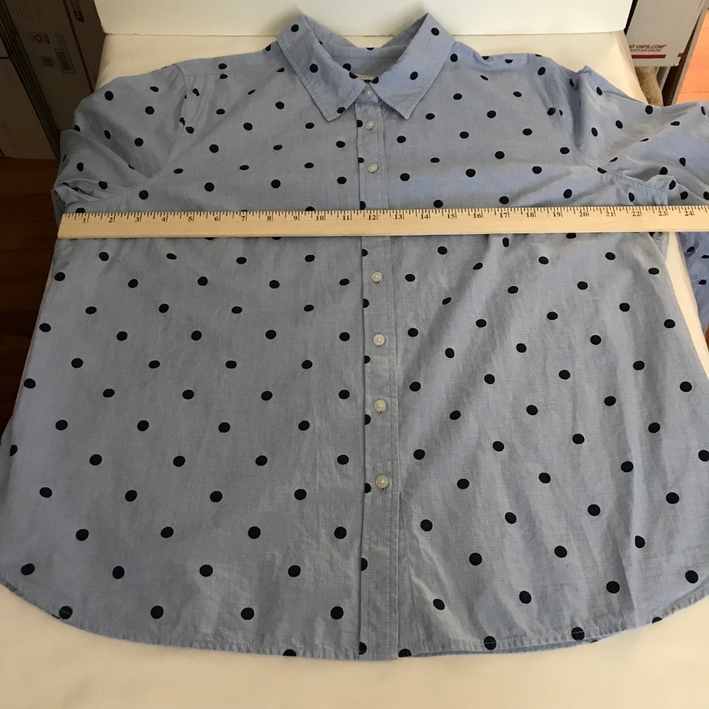 Talbots Blue Polka Dot Blouse - Picture 10 of 16